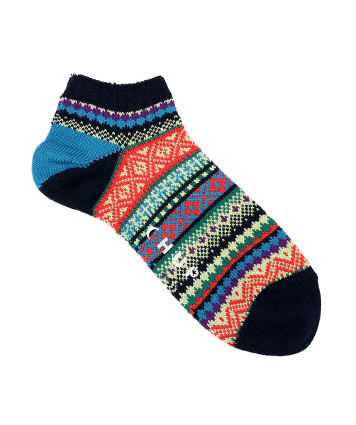 CHUP BLOMSTERFELT socks available in Ivory, Ink Blue, and Peach